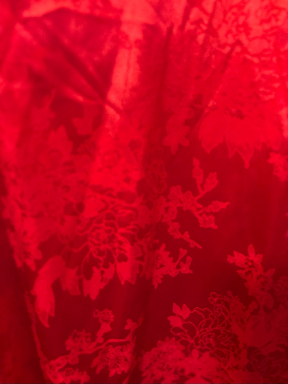 Red Floral Satin Blouse